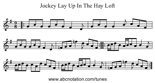 Jockey Lay Up In The Hay Loft - staff notation