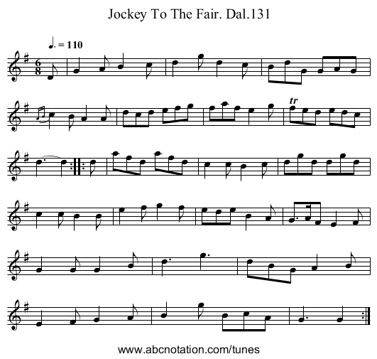 Jockey To The Fair. Dal.131 - staff notation