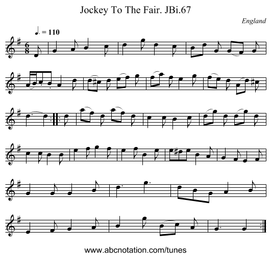 Jockey To The Fair. JBi.67 - staff notation