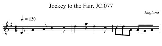 Jockey to the Fair. JC.077 - staff notation