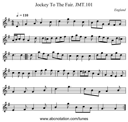 Jockey To The Fair. JMT.101 - staff notation