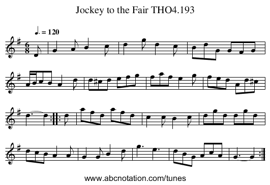 Jockey to the Fair THO4.193 - staff notation