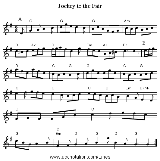 Jockey to the Fair - staff notation