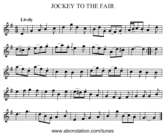 JOCKEY TO THE FAIR - staff notation