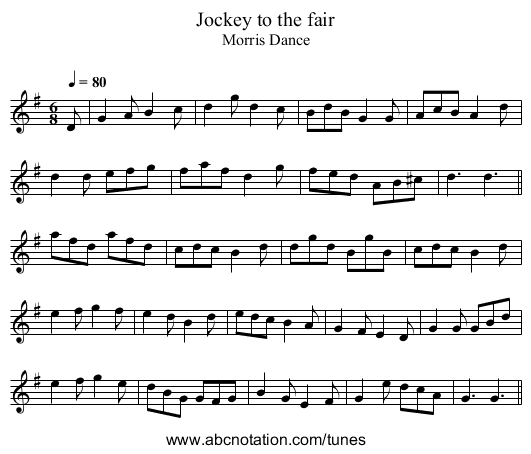 Jockey to the fair - staff notation
