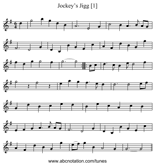 Jockey’s Jigg [1] - staff notation