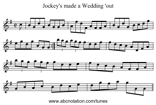 Jockey's made a Wedding 'out - staff notation