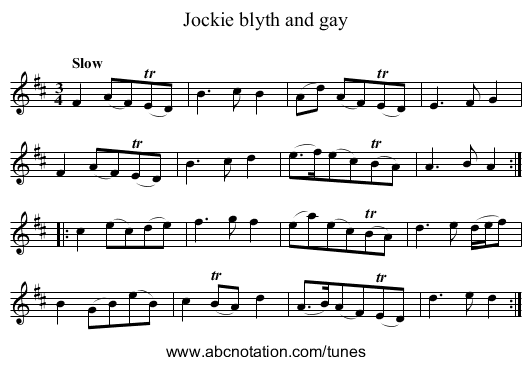 Jockie blyth and gay - staff notation