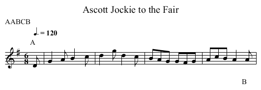 Jockie to the Fair, Ascott - staff notation