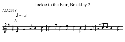Jockie to the Fair, Brackley 2 - staff notation