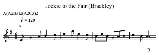 Jockie to the Fair (Brackley) - staff notation