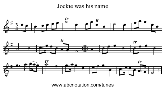 Jockie was his name - staff notation