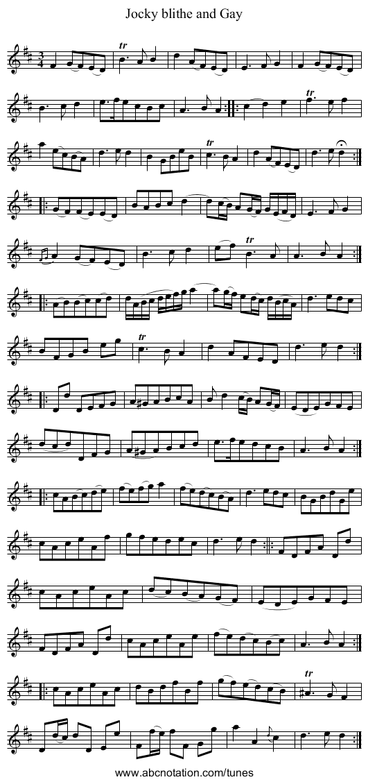 Jocky blithe and Gay - staff notation