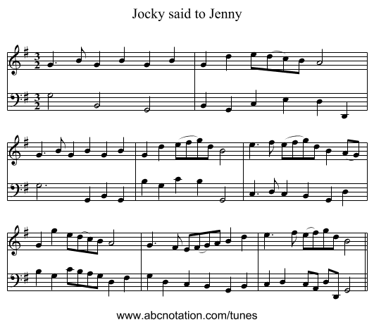 Jocky said to Jenny - staff notation