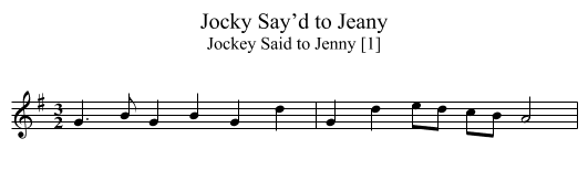 Jocky Say’d to Jeany - staff notation
