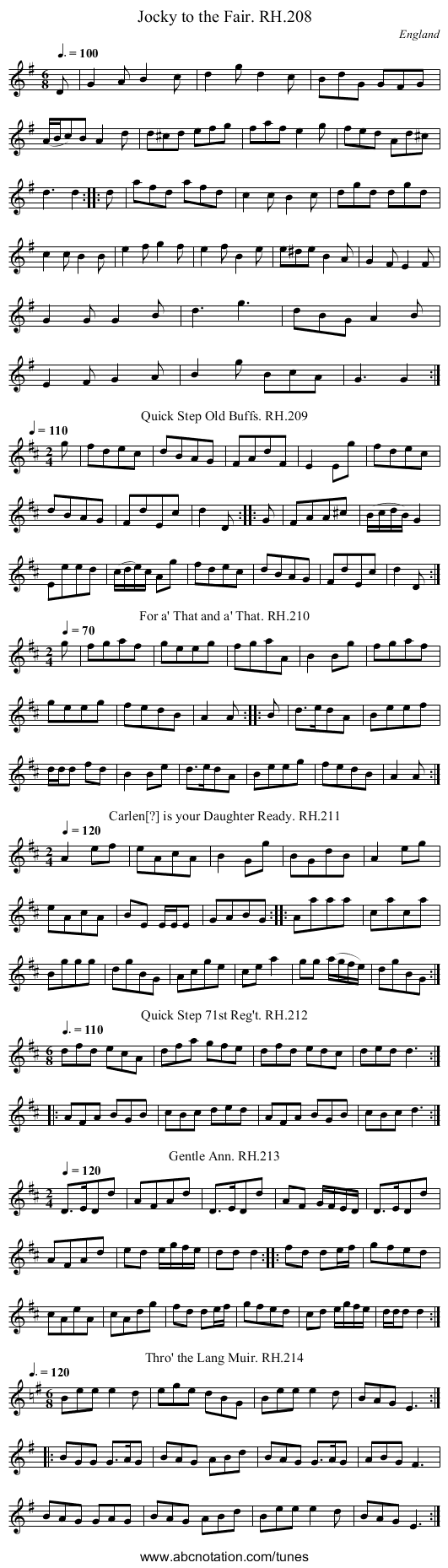 Jocky to the Fair. RH.208 - staff notation