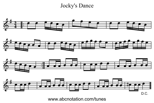 Jocky's Dance - staff notation