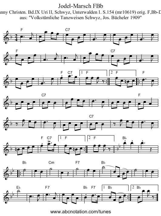 Jodel-Marsch FBb - staff notation