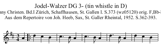 Jodel-Walzer DG 3- (tin whistle in D) - staff notation
