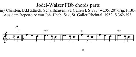 Jodel-Walzer FBb chords parts - staff notation