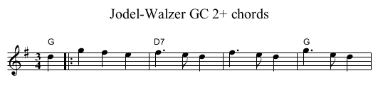 Jodel-Walzer GC 2+ chords - staff notation