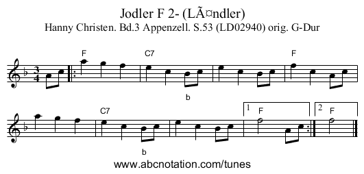 Jodler F 2- (Ländler) - staff notation