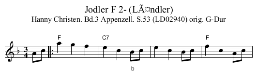 Jodler F 2- (LÃ¤ndler) - staff notation