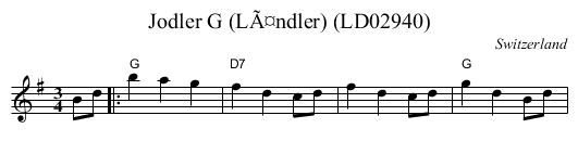 Jodler G (LÃ¤ndler) (LD02940) - staff notation
