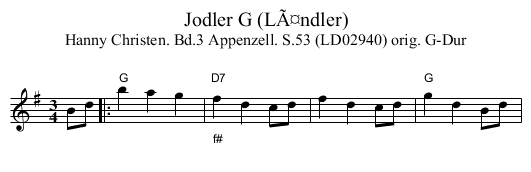 Jodler G (LÃ¤ndler) - staff notation