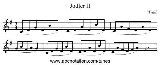 Jodler II - staff notation