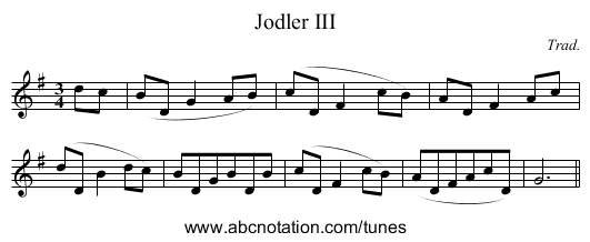 Jodler III - staff notation