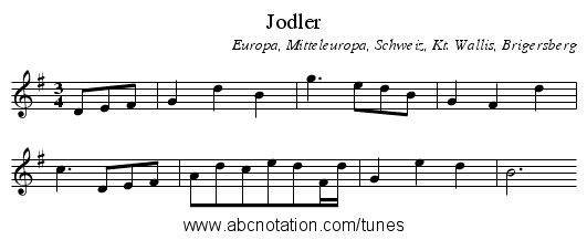 Jodler - staff notation