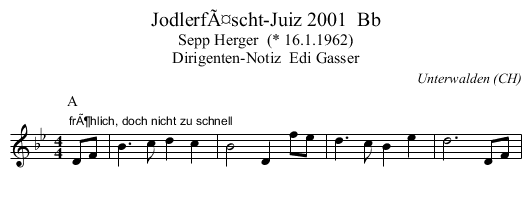JodlerfÃ¤scht-Juiz 2001  Bb - staff notation