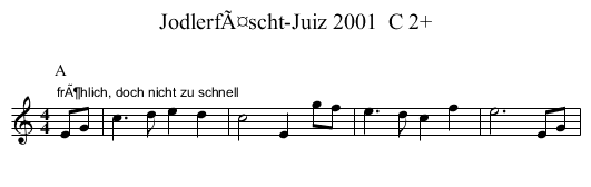 JodlerfÃ¤scht-Juiz 2001  C 2+ - staff notation