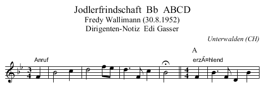 Jodlerfrindschaft  Bb  ABCD - staff notation