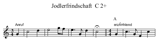 Jodlerfrindschaft  C 2+ - staff notation