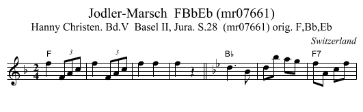 Jodler-Marsch  FBbEb (mr07661) - staff notation