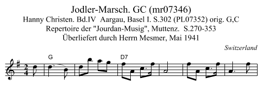 Jodler-Marsch. GC (mr07346) - staff notation