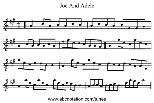 Joe And Adele - staff notation