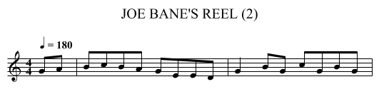 JOE BANE'S REEL (2) - staff notation