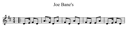 Joe Bane's - staff notation