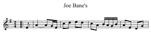 Joe Bane's - staff notation