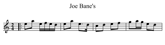 Joe Bane's - staff notation