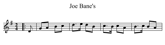 Joe Bane's - staff notation