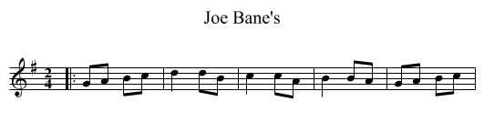 Joe Bane's - staff notation