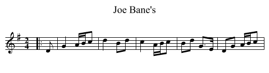 Joe Bane's - staff notation