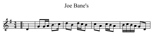 Joe Bane's - staff notation