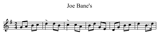 Joe Bane's - staff notation