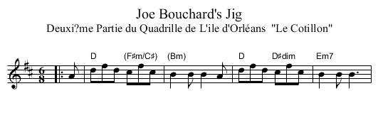 Joe Bouchard's Jig - staff notation