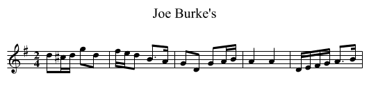 Joe Burke's - staff notation